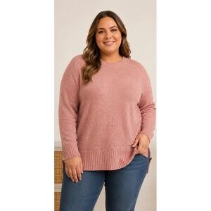 Torrid‎ Pink Marled Knit Crewneck Sweater Size 2 2X Plus NWOT Classic Pullover